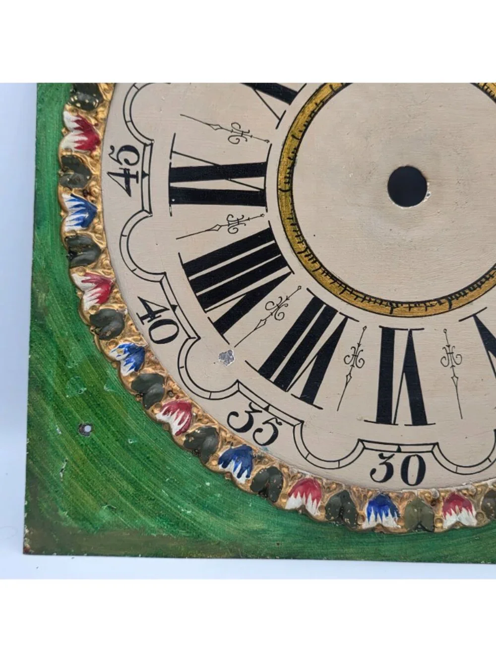 Clock Face Hand Painted Metal 1890s Dutch Longcase Table decor Decoration Face